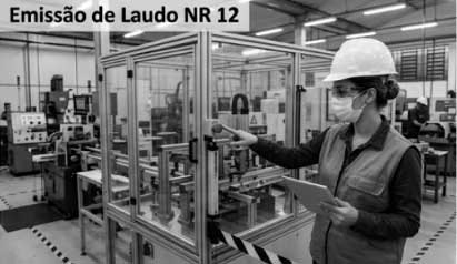 Engenheiro utilizando sonômetro calibrado para emitir o Laudo Ruído para ISO 14001 em área externa de planta industrial.